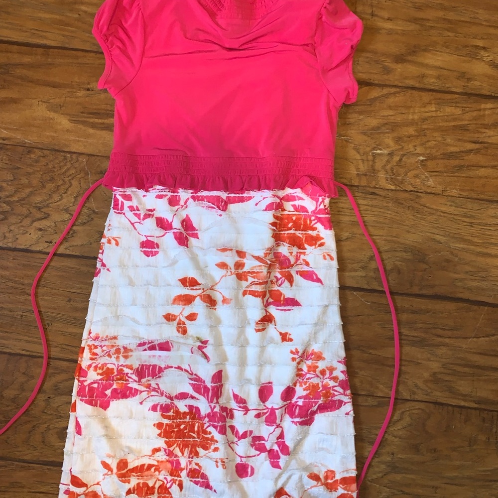 White and pink floral dress
